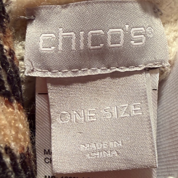 Chico's Animal Print Cowl Neck Poncho with Fringe Boho One Size - Picture 6 of 12